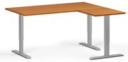 Narożne biurko z regulacją wysokości, 160x140 cm, 3 silniki, L/P, szara podstawa, czereśnia