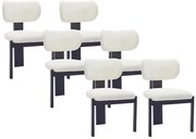 Zestaw 6 krzeseł z bukli i drewna kauczukowego - Biały i Czarny - WILANA