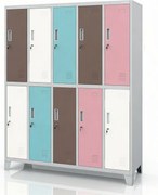 Szafa BHP ubraniowa 10-drzwiowa szaro-pastelowa: BARTEK 1360 x 1720 x 450 mm