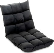 Czarny fotel podłogowy Relax Lounger, welur, 5 pozycji