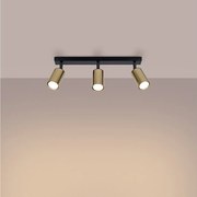 Plafony nowoczesny Glois, stal - 3 źródło światła 3000K - L.45 x H.18.5 cm - czarny/złoty