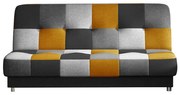 Sofa rozkładana z funkcją spania CAYO VELVET czarna/szara/żółta ELTAP