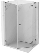 Mexen Lunar L kabina prysznicowa pięciokątna uchylna prawa 80x90 cm, transparent, gun gray szczotkowany - 831L-080P-090L-66-00-P