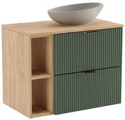 Szafka Pod Umywalkę Nablatową Z Półkami I Szufladami Szałwiowy + Orzech F0-P73