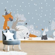 Fototapeta - Śnieżny, uroczy las (196x136 cm)