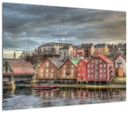 Obraz - domy nad rzeką (70x50 cm)