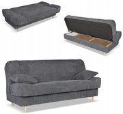 Kanapa sofa Belito rozkładana pojemnik f spania BONELL ciemno szara sztruks