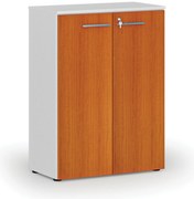 Szafa biurowa z drzwiami PRIMO WHITE, 800 x 420 x 1087 mm, biały/wiśnia