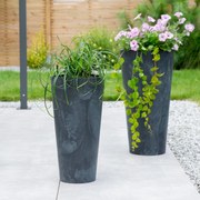 Donica ogrodowa wysoka Tubus Slim Beton Effect 48 cm antracytowy PROSPERPLAST