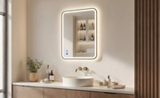 Lustro zaokrąglone LED w złotej aluminiowej ramie