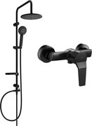 Mexen Carl zestaw prysznicowy natynkowy z deszczownicą i baterią prysznicową Caro, czarny - 746640240-70