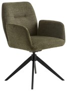 Zielony tapicerowany fotel jadalniany z podłokietnikami Roxana – Unique Furniture