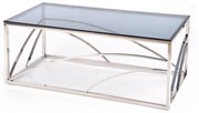 UNIVERSE Ława Stolik kawowy Srebrny Dymione szkło Prostokątna Glamour