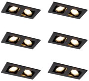 Zestaw 6 reflektorów wpuszczanych czarnych prostokątnych 2-punktowych - Qure