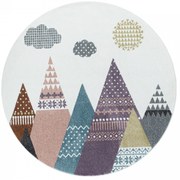 Dywan dziecięcy Lucky pagórki multikolorowe 120 cm x 120 cm koło