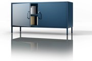 Szafka RTV metalowa na nóżkach granatowa, 1150x595x400 mm: ROSA Modern