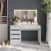 Stół toaletowy biały/biały wysoki połysk 119.8x50.1x76 sherry