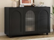 Nowoczesny buffet 120x40x78.5cm - z 3 frontami - z regulowanymi półkami - wzór w kształcie litery U - Czarny