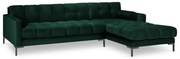 Ciemnozielony aksamitny narożnik Cosmopolitan Design Bali, prawostronny