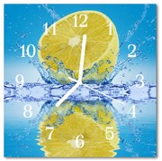 Zegar szklany kwadratowy Cytryna