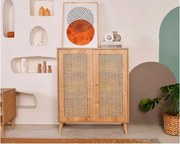 Elegancka dębowa komoda, 100% drewno grabowe, 90 x 40 x 110 cm | Stabilne nogi z drewna grabowego | Idealna do nowoczesnych salonów i jadalni