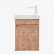 Zestaw Wiszących Mebli Łazienkowych Zintegrowany Z Umywalką Narek Popielaty Brąz & Bezlusterkowiec & Biała - Sklum