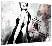 Obraz - Dama i Wieża Eiffla (70x50 cm)