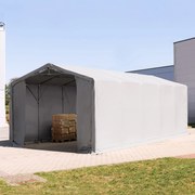 TOOLPORT 6x10m Hala namiotowa - 3,0 m wysokość ścian bocznych z bramą na zamek błyskawiczny, PRIMEtex 2300, szary, ze statyką (podłoże gruntowe) - (93969)