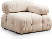 Elegancki fotel 1-osobowy, kolor kremowy, 95x95x75 cm | Konstrukcja z drewna bukowego i płyty wiórowej, 100% poliester, zdejmowane oparcie i podłokietniki | Idealny