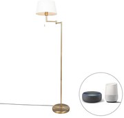 Inteligentna klasyczna lampa podłogowa brązowa z białą, w tym WiFi A60 - Ladas Fix Rustykalny / Vintage Oswietlenie wewnetrzne
