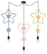 Dziecięcy żyrandol na przewodzie TRIO 3xE27/20W/230V niebieski/różowy/żółty