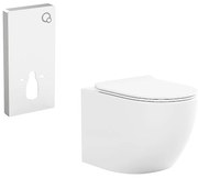 Podwieszana toaleta z dekoracyjnym stelażem - Biały połysk -JAVOINE