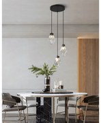 Wiszący żyrandol sufitowy CRYSTAL TRIO, czarny metal
