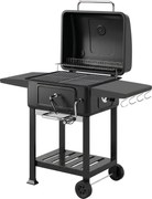 Outsunny Grill węglowy BBQ Smoker z pokrywą, termometrem, regulowaną wysokością węgla, kominem, rusztem, boczną półką i tacką na popiół | Aosom PL