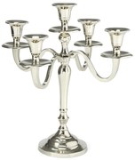 Świecznik pięcioramienny, srebrny, 30 cm