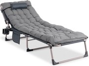 Składany leżak ogrodowy z pikowaną poduchą Saturn