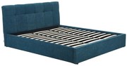 Łóżko ze skrzynią 180 x 200 cm - Tkanina z bukli - Ciemnoturkusowy - MAZIRI