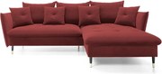 Narożnik GLAM Prawostronny z funkcją spania, zestaw z poduszkami wolnostojący tkanina RIVIERA 61 Burgundowy DOMO HOME