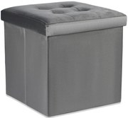 Welurowa pufa szara z guzikami B7-R19