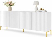 Biała komoda glamour z lamelami na złotych nogach L5-H47
