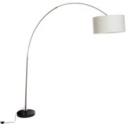 Stalowa lampa łukowa z białym abażurem 50 cm - XXL