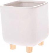 Ceramiczna osłonka na doniczkę Roland biały, 10,3 x 12 cm