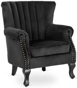 Czarny welurowy fotel uszak glamour M9-Z48
