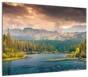 Obraz górskiej rzeki i gór (70x50 cm)