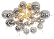 Designerska lampa sufitowa mosiądz z przydymionym szkłem 4-światła - Explode