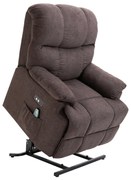 HOMCOM Fotel masujący z funkcją wstawania i ogrzewania regulowany kąt nachylenia z pilotem plusz brązowy | Aosom PL