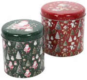 Świąteczny zestaw metalowych pojemników w różnych rozmiarach, 2 szt.