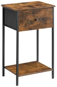 Stolik Szafka - nocna, dąb rustykalny, drewno ciemne, szuflada LGS021B01