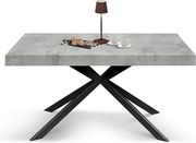 Stół drewniany, wykończenie w kolorze szarym, podstawa w kształcie litery X z metalu w kolorze antracytowym, 180×90– 260×90 - CAMAIORE