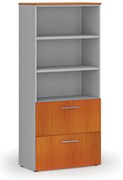 Szafa z szufladami na teczki zawieszkowe PRIMO GRAY, 800 x 420 x 1781 mm, szary/wiśnia